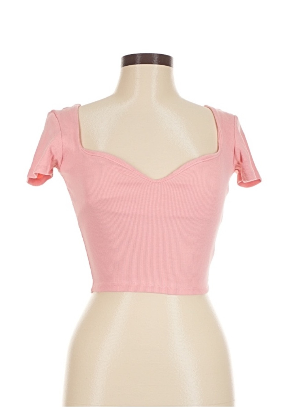 Zara Rose Pink Sweetheart Short Sleeve Crop Top